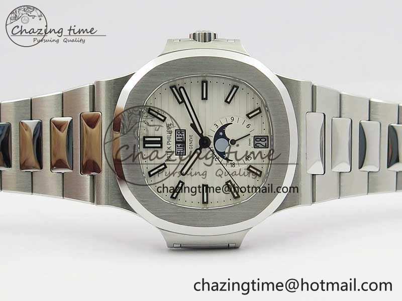 Nautilus 5726 Full Function SS PPF 1:1 Best Edition White Dial on SS Bracelet A TopPick 8853