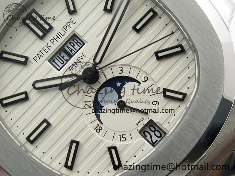 Nautilus 5726 Full Function SS PPF 1:1 Best Edition White Dial on SS Bracelet A TopPick 8853