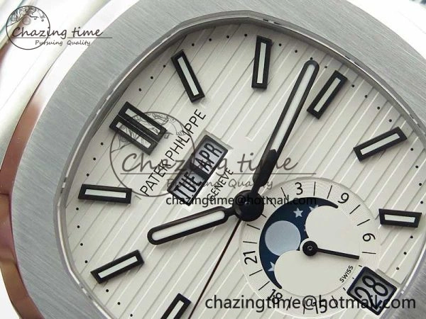 Nautilus 5726 Full Function SS PPF 1:1 Best Edition White Dial on SS Bracelet A TopPick 8853