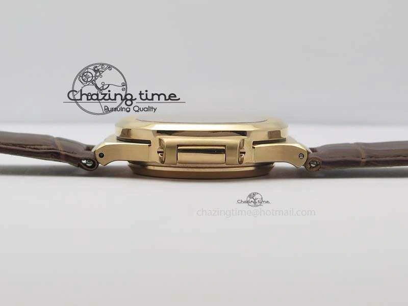 Flexible Nautilus 5726 Moonphase RG Black Dial On Brown Leather Strap A 9069