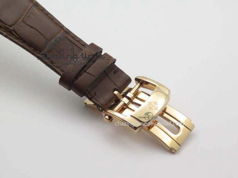 Flexible Nautilus 5726 Moonphase RG Black Dial On Brown Leather Strap A 9069