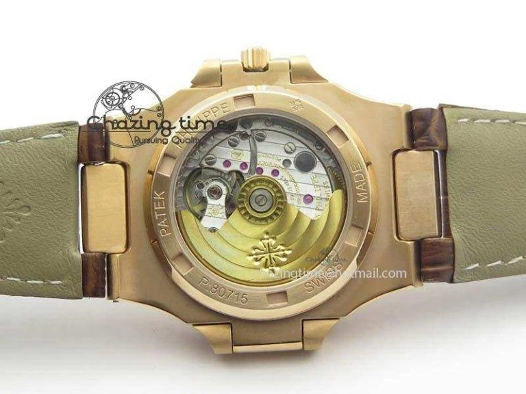 Nautilus 5726 Moonphase RG White Dial On Brown Leather Strap A SunProtective 9071