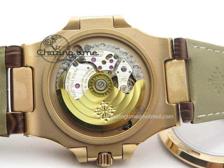 Nautilus 5726 Moonphase RG White Dial On Brown Leather Strap A SunProtective 9071