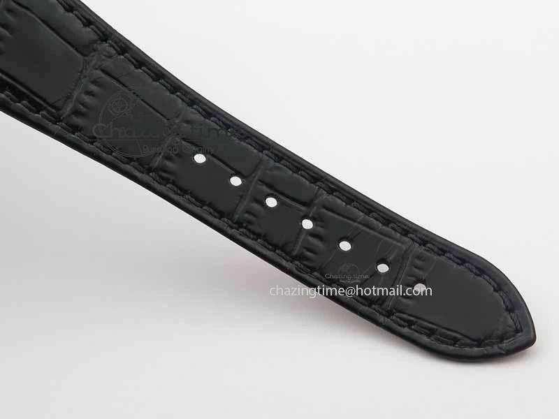 BestValue Nautilus 5726 Moonphase SS Black Textured Dial On Black Leather Strap 9055