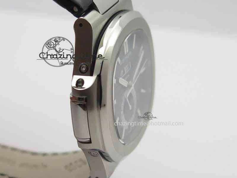 BestValue Nautilus 5726 Moonphase SS Black Textured Dial On Black Leather Strap 9055