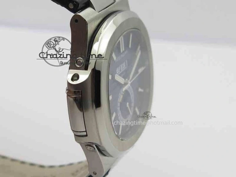 Nautilus 5726 Moonphase SS Blue Textured Dial On Black Leather Strap SmartChoice 9056