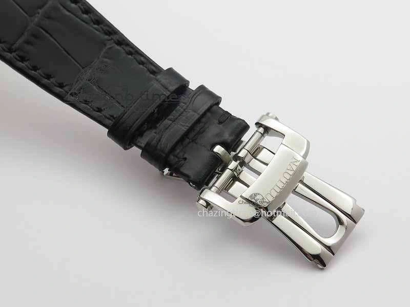 Nautilus 5726 Moonphase SS Gray Textured Dial On Black Leather Strap BestValue 9058