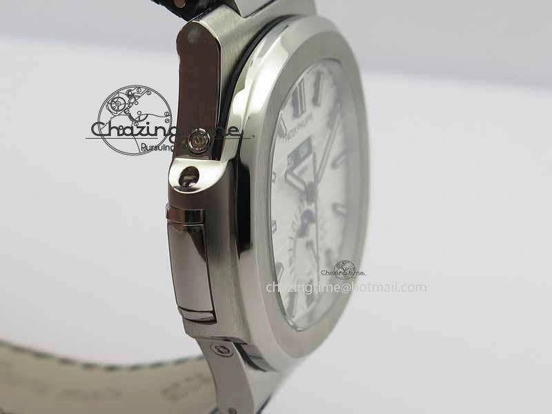 Nautilus 5726 Moonphase SS White Textured Dial On Black Leather Strap Sophisticated 9057