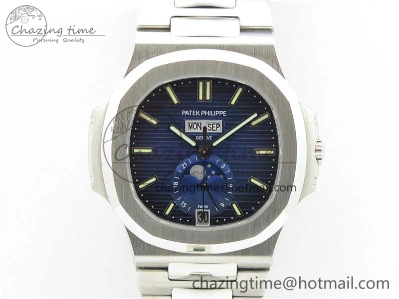 Colorful Nautilus 5726 PF Best Edition Blue Dial Working Annual Calendar SS Bracelet A. 8946