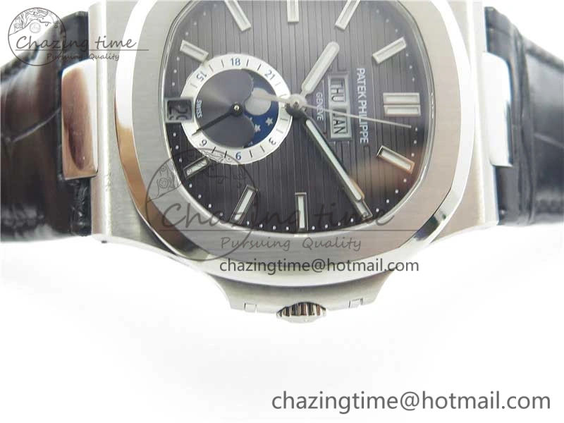 Affordable Nautilus 5726 PF Best Edition Gray Dial Working Annual Calendar On Black Croco Leather Strap A. 8951