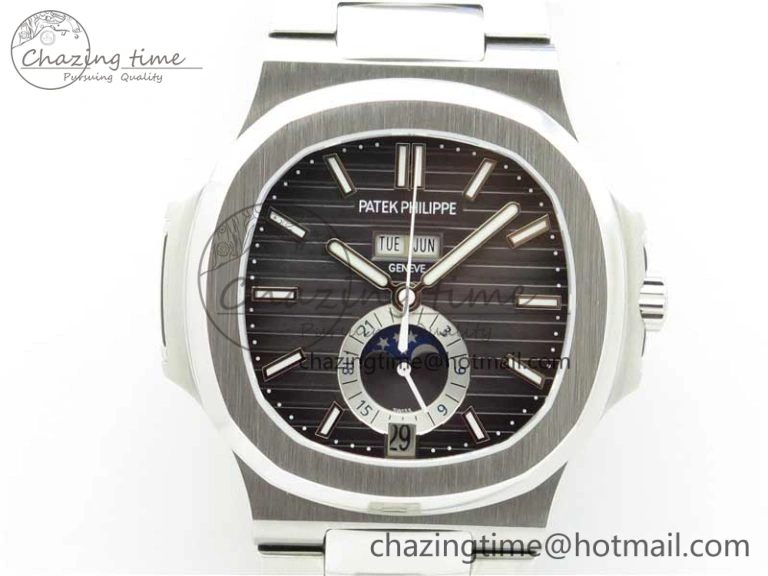 Attractive Nautilus 5726 V9F Best Edition Black Dial Working Annual Calendar SS Bracelet A. 8929