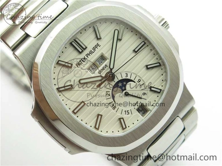WellDesigned Nautilus 5726 V9F Best Edition White Dial Working Annual Calendar SS Bracelet A. 8930