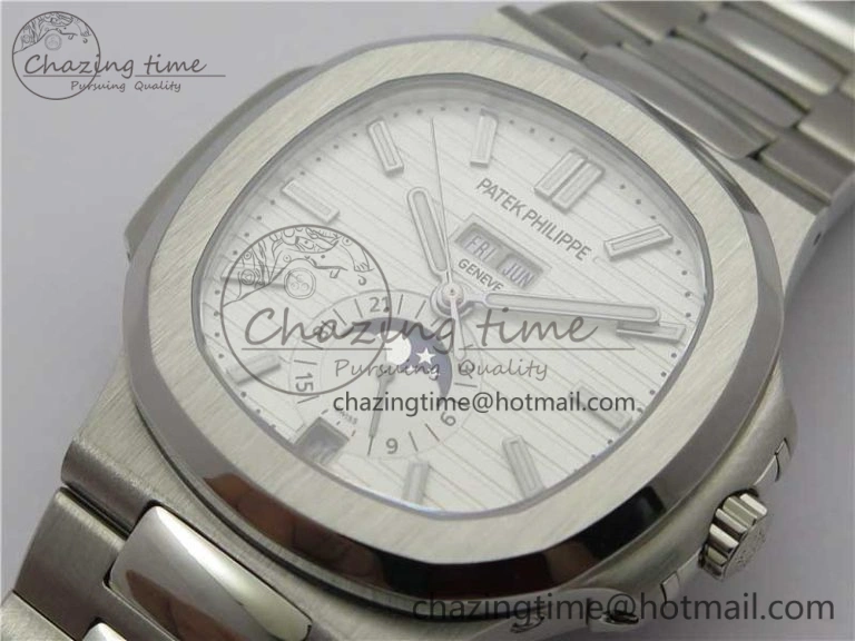 WellDesigned Nautilus 5726 V9F Best Edition White Dial Working Annual Calendar SS Bracelet A. 8930
