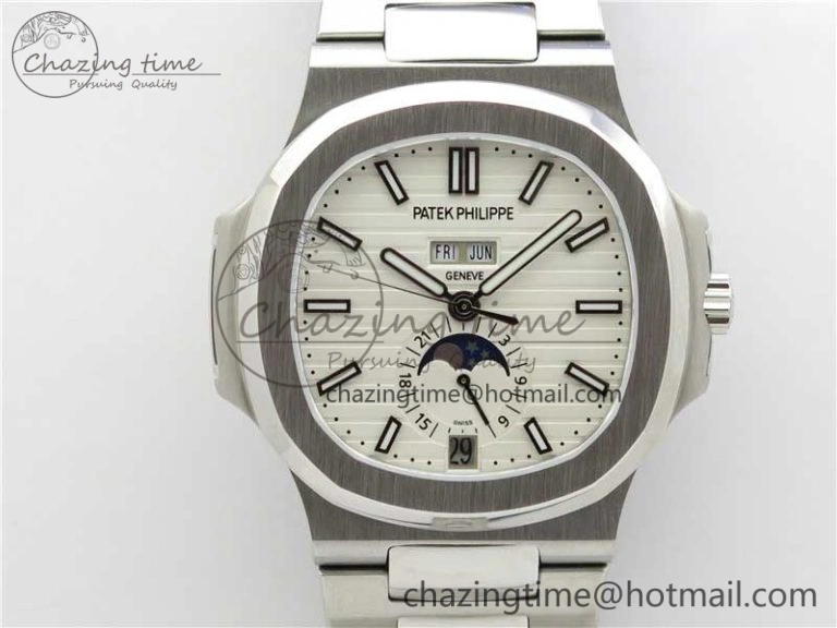 WellDesigned Nautilus 5726 V9F Best Edition White Dial Working Annual Calendar SS Bracelet A. 8930