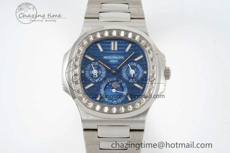 Nautilus 5740 SS GRF Best Edition Blue Dial Diamonds Bezel on SS Bracelet A Casual 8835