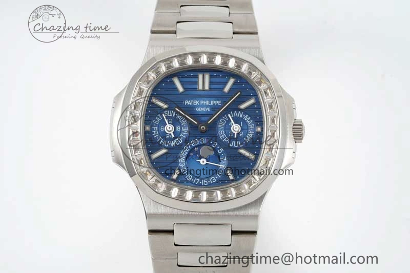 Nautilus 5740 SS GRF Best Edition Blue Dial Diamonds Bezel on SS Bracelet A Casual 8835