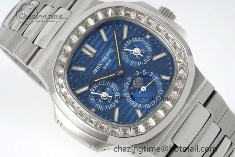 Nautilus 5740 SS GRF Best Edition Blue Dial Diamonds Bezel on SS Bracelet A Casual 8835