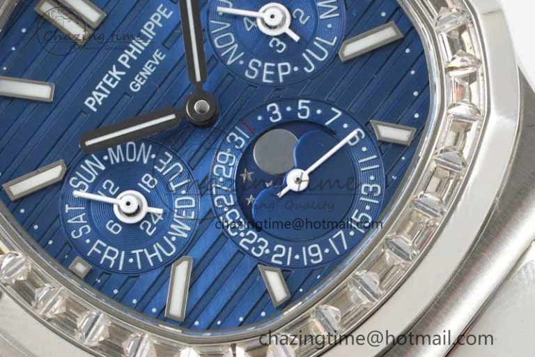 Nautilus 5740 SS GRF Best Edition Blue Dial Diamonds Bezel on SS Bracelet A Casual 8835