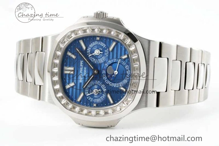 Nautilus 5740 SS GRF Best Edition Blue Dial Diamonds Bezel on SS Bracelet A Casual 8835