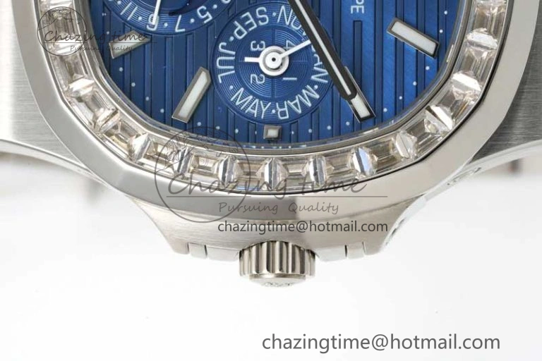 Nautilus 5740 SS GRF Best Edition Blue Dial Diamonds Bezel on SS Bracelet A Casual 8835