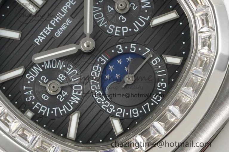 Nautilus 5740 SS GRF Best Edition Gray Dial Diamonds Bezel on SS Bracelet A Packable 8836