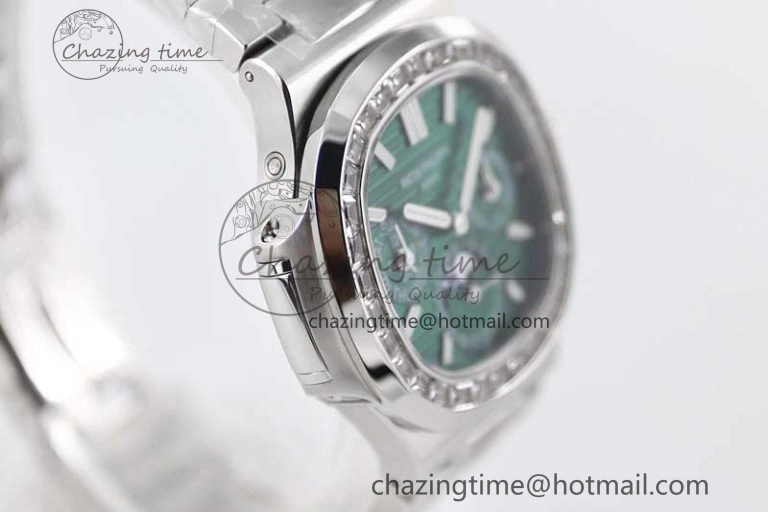 Nautilus 5740 SS GRF Best Edition Green Dial Diamonds Bezel on SS Bracelet A Packable 8833