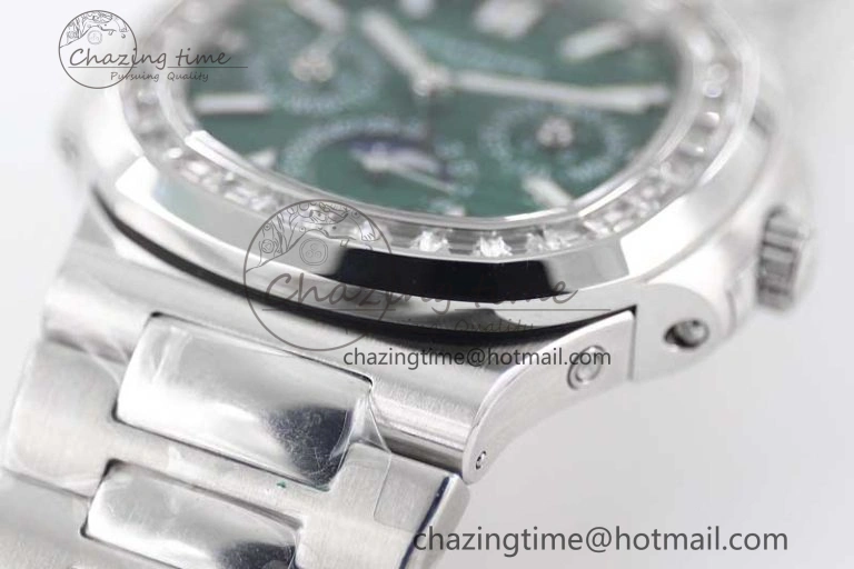 Nautilus 5740 SS GRF Best Edition Green Dial Diamonds Bezel on SS Bracelet A Packable 8833