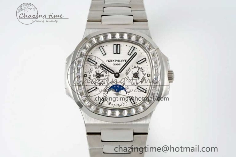 Bold Nautilus 5740 SS GRF Best Edition White Dial Diamonds Bezel on SS Bracelet A 8834