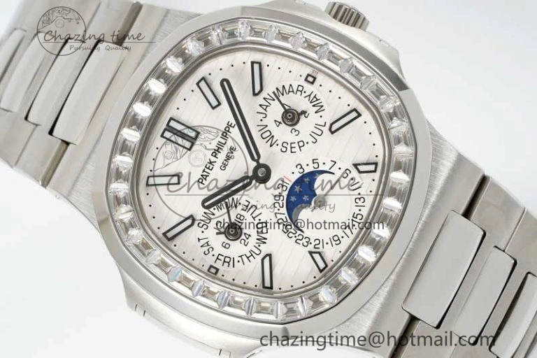 Bold Nautilus 5740 SS GRF Best Edition White Dial Diamonds Bezel on SS Bracelet A 8834