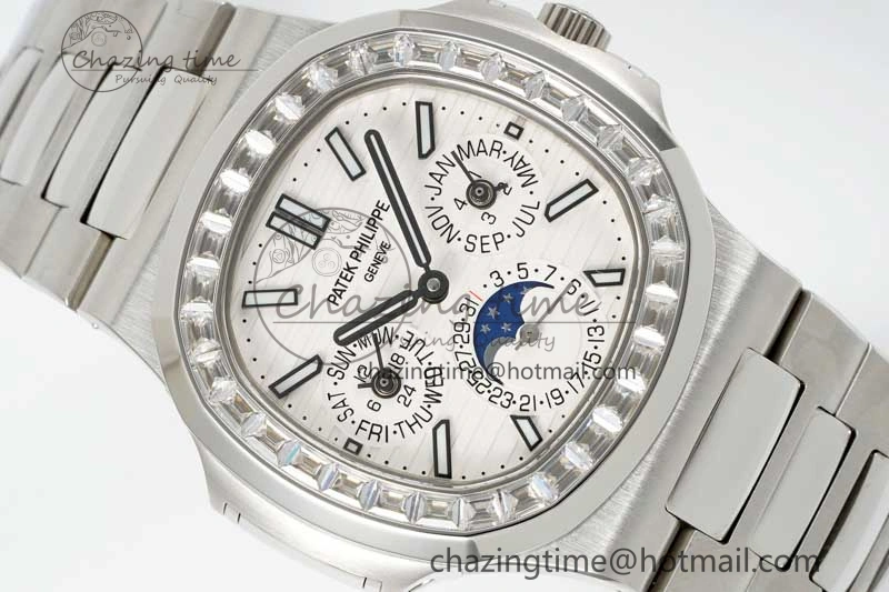 Bold Nautilus 5740 SS GRF Best Edition White Dial Diamonds Bezel on SS Bracelet A 8834