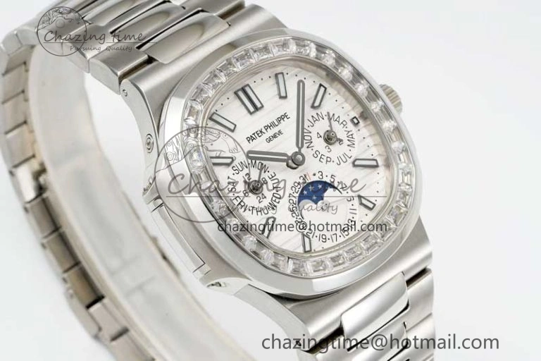 Bold Nautilus 5740 SS GRF Best Edition White Dial Diamonds Bezel on SS Bracelet A 8834