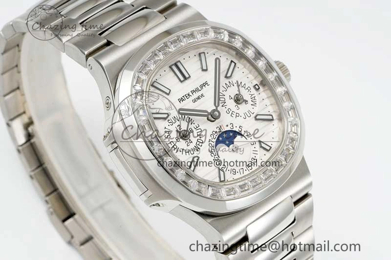 Bold Nautilus 5740 SS GRF Best Edition White Dial Diamonds Bezel on SS Bracelet A 8834
