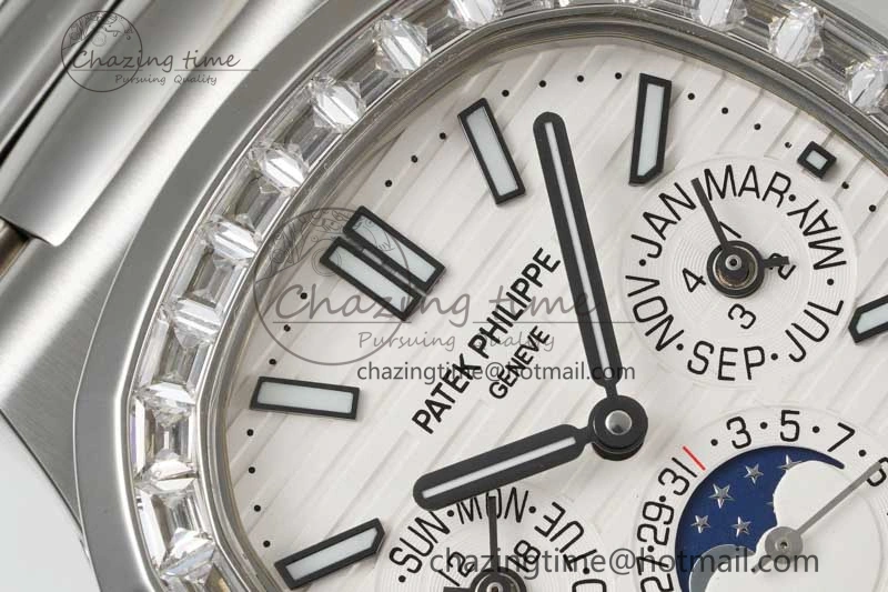 Bold Nautilus 5740 SS GRF Best Edition White Dial Diamonds Bezel on SS Bracelet A 8834