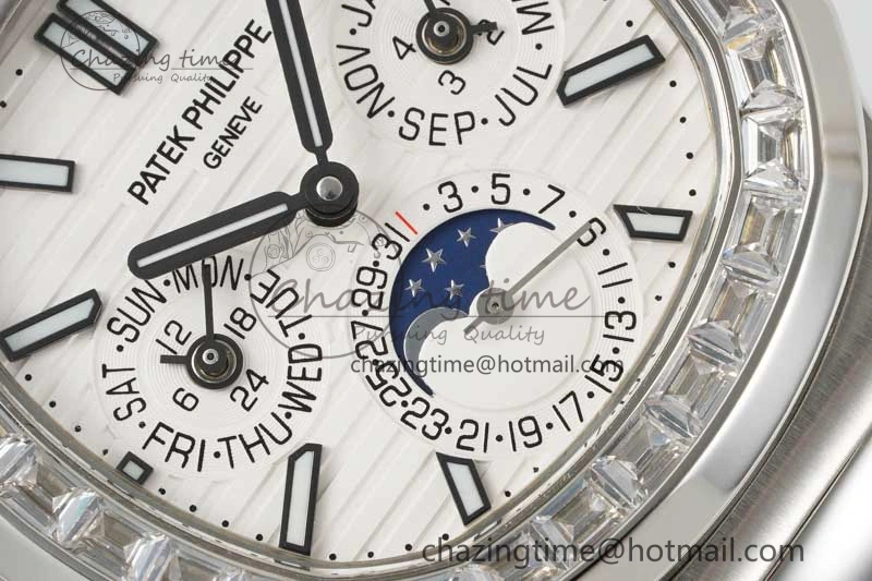 Bold Nautilus 5740 SS GRF Best Edition White Dial Diamonds Bezel on SS Bracelet A 8834