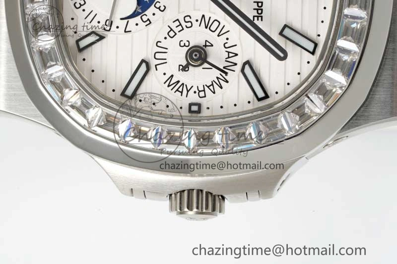 Bold Nautilus 5740 SS GRF Best Edition White Dial Diamonds Bezel on SS Bracelet A 8834
