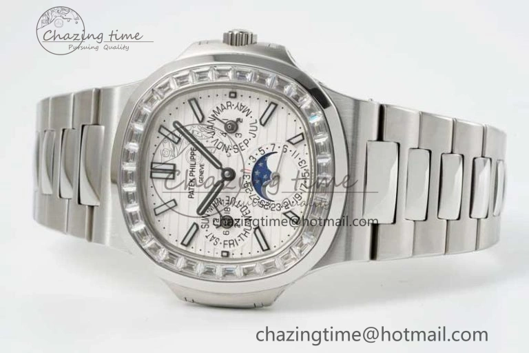 Bold Nautilus 5740 SS GRF Best Edition White Dial Diamonds Bezel on SS Bracelet A 8834
