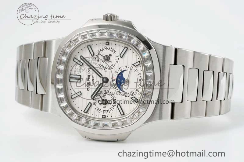 Bold Nautilus 5740 SS GRF Best Edition White Dial Diamonds Bezel on SS Bracelet A 8834