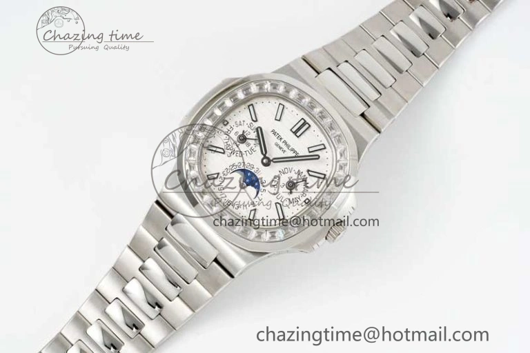 Bold Nautilus 5740 SS GRF Best Edition White Dial Diamonds Bezel on SS Bracelet A 8834