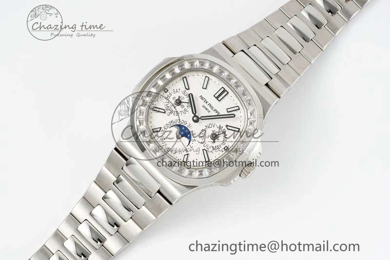 Bold Nautilus 5740 SS GRF Best Edition White Dial Diamonds Bezel on SS Bracelet A 8834