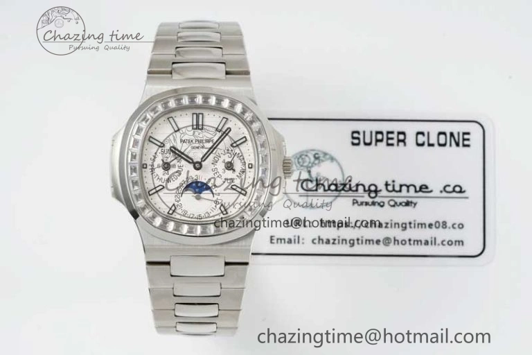 Bold Nautilus 5740 SS GRF Best Edition White Dial Diamonds Bezel on SS Bracelet A 8834