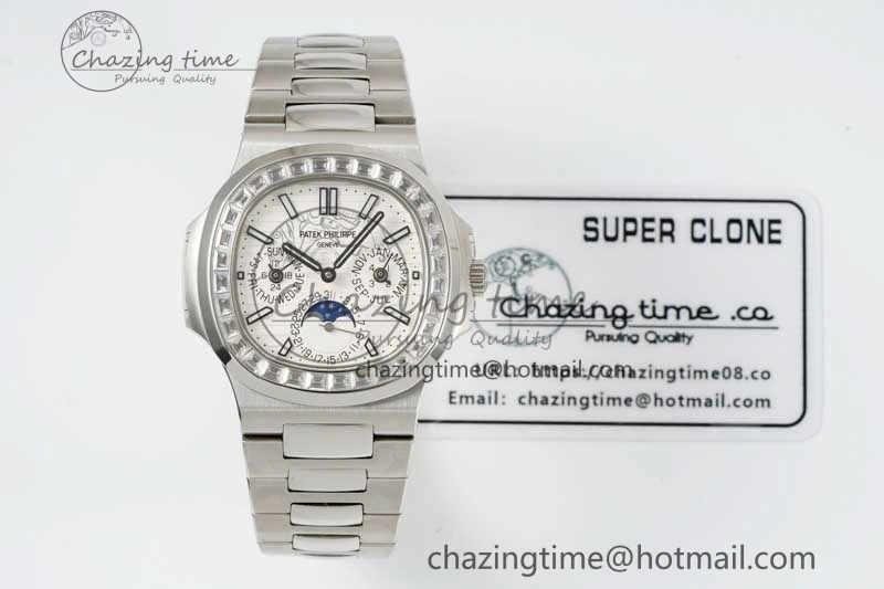 Bold Nautilus 5740 SS GRF Best Edition White Dial Diamonds Bezel on SS Bracelet A 8834