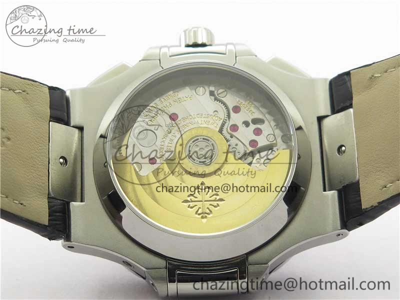 Contemporary Nautilus 5980 SS 3KF Best Edition Black Dial on Black Leather Strap A 8925