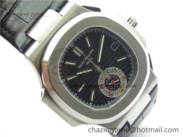 Contemporary Nautilus 5980 SS 3KF Best Edition Black Dial on Black Leather Strap A 8925