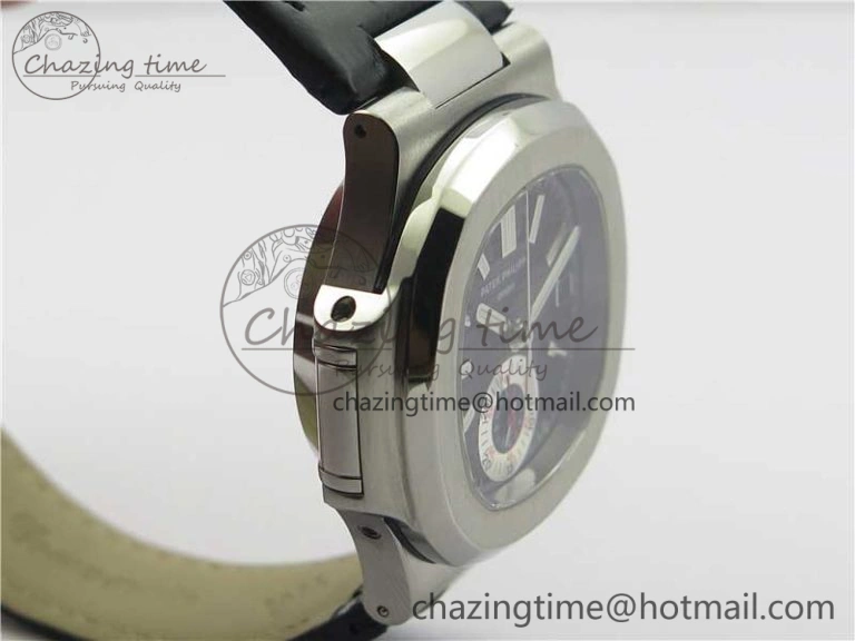 Contemporary Nautilus 5980 SS 3KF Best Edition Black Dial on Black Leather Strap A 8925