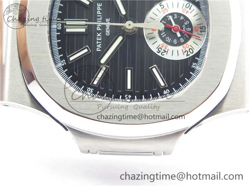 Contemporary Nautilus 5980 SS 3KF Best Edition Black Dial on Black Leather Strap A 8925