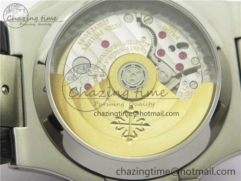 Nautilus 5980 SS 3KF Best Edition White Dial on Black Leather Strap A Lightweight 8928