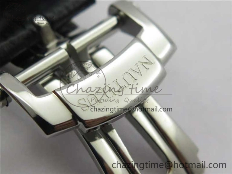 Nautilus 5980 SS 3KF Best Edition White Dial on Black Leather Strap A Lightweight 8928
