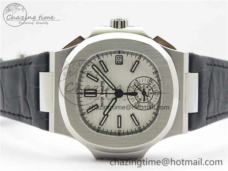 Nautilus 5980 SS 3KF Best Edition White Dial on Black Leather Strap A Lightweight 8928