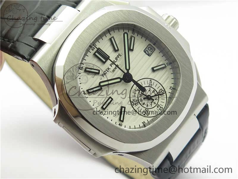 Nautilus 5980 SS 3KF Best Edition White Dial on Black Leather Strap A Lightweight 8928