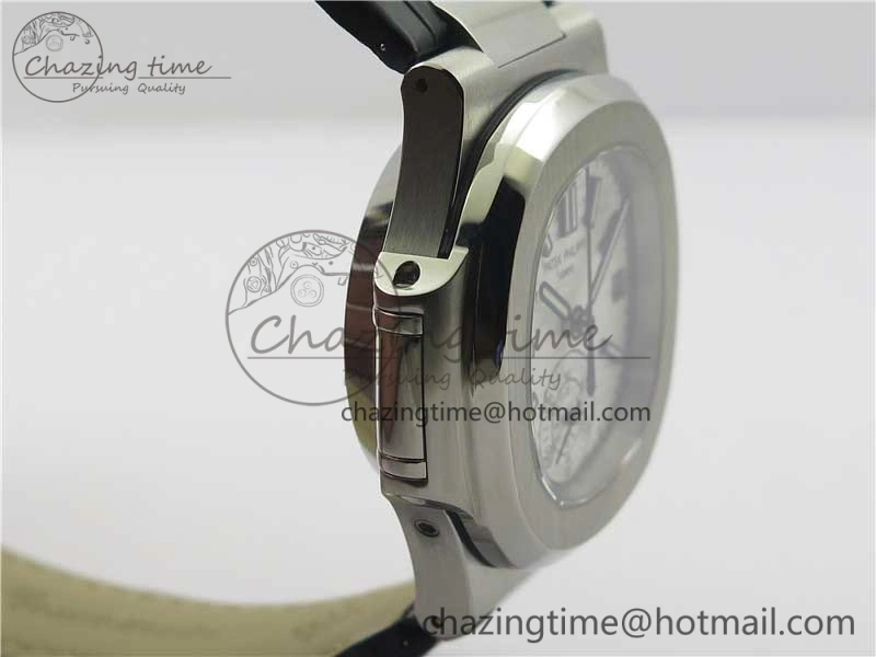 Nautilus 5980 SS 3KF Best Edition White Dial on Black Leather Strap A Lightweight 8928